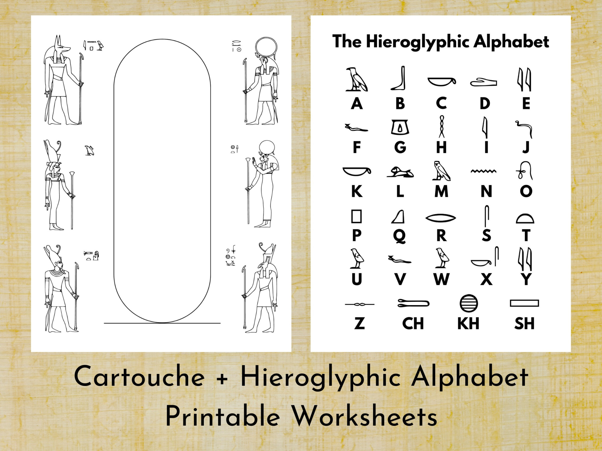 Ancient Egyptian Hieroglyphic Alphabet Cartouche Printable inside Printable Egyptian Hieroglyphics Alphabet