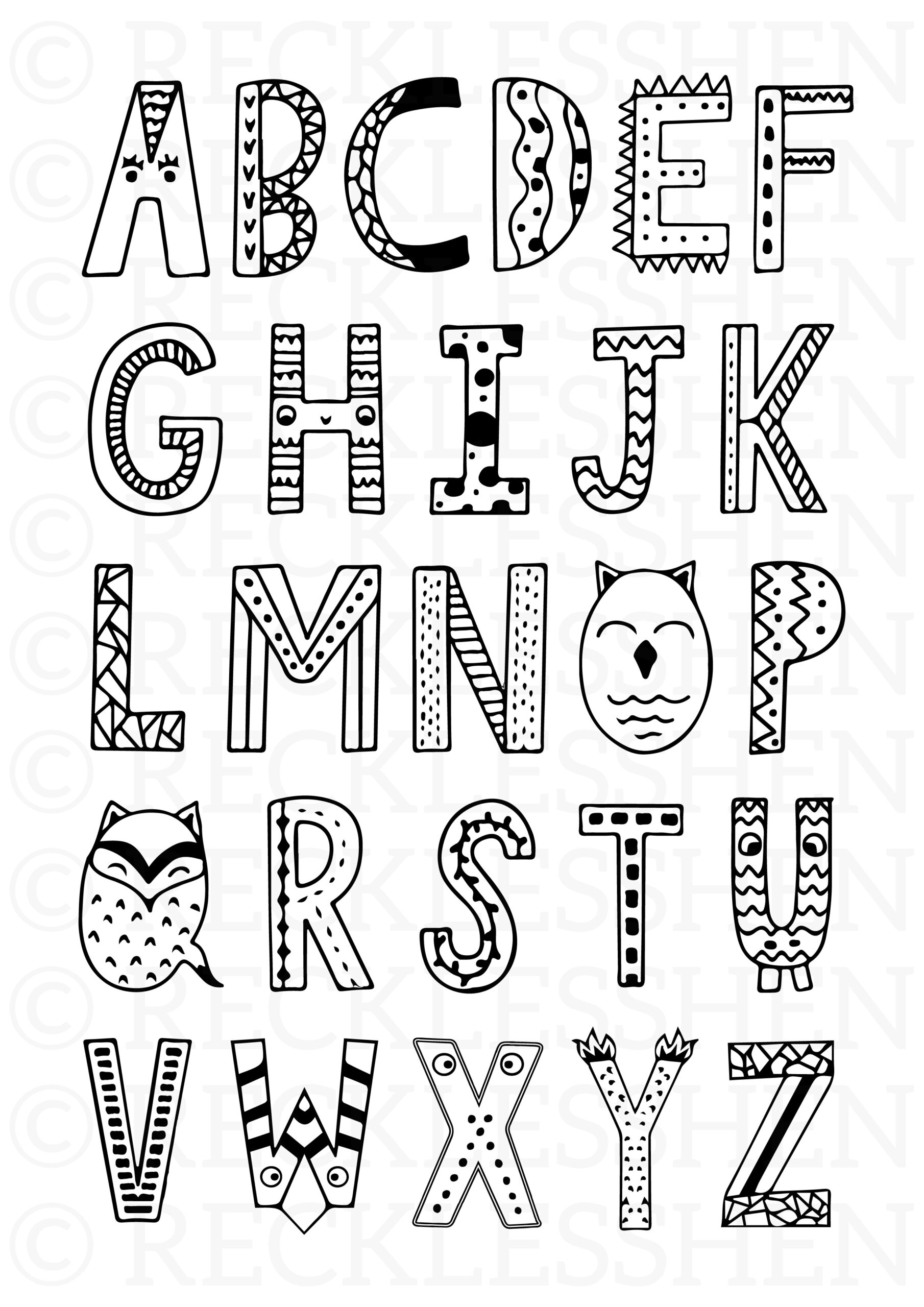 Animal Alphabet - A4 Print - Recklesshen regarding Alphabet Animal Letters Printable