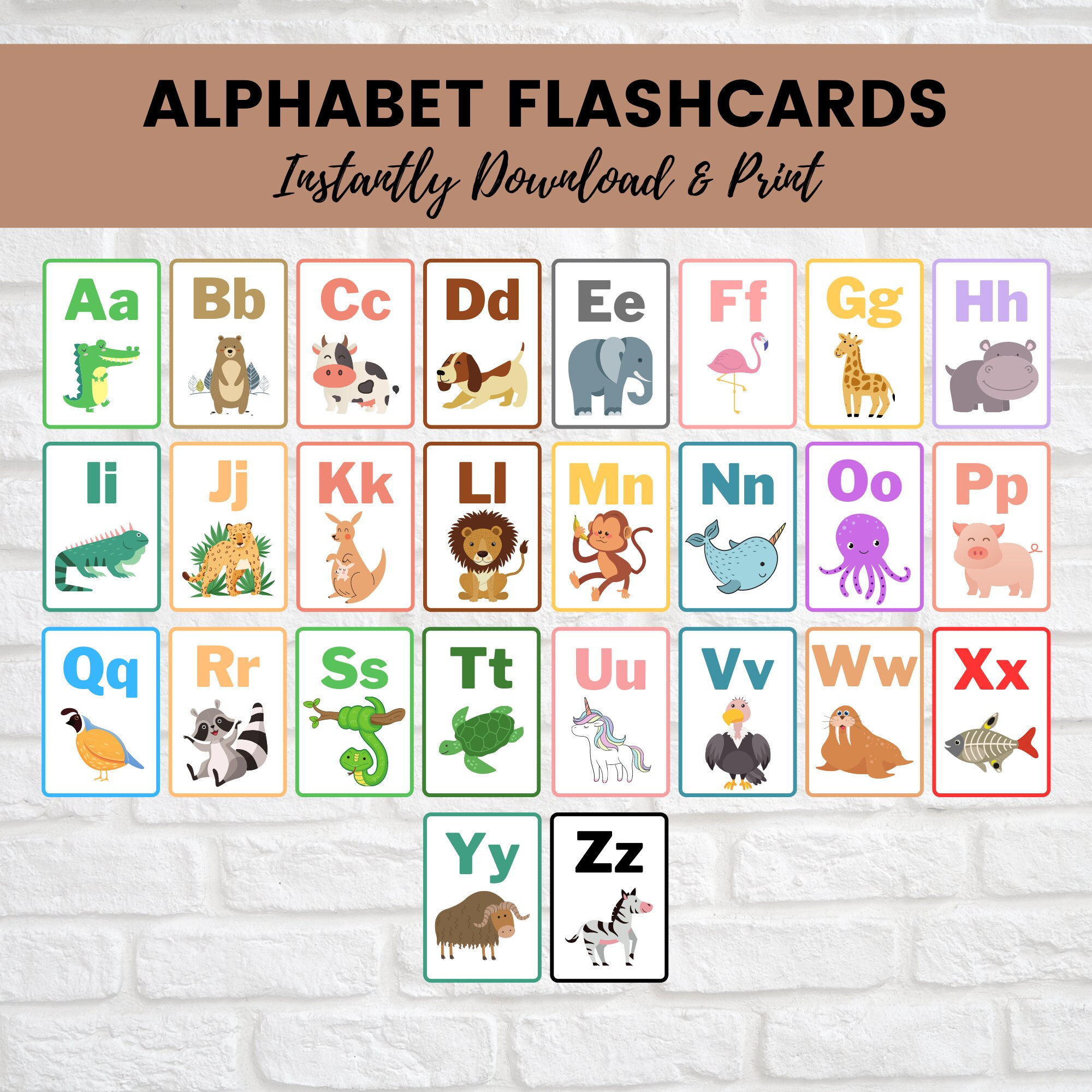 Animal Alphabet Flashcards, Printable Letter Flash Cards regarding Animal Alphabet Flash Cards Printable