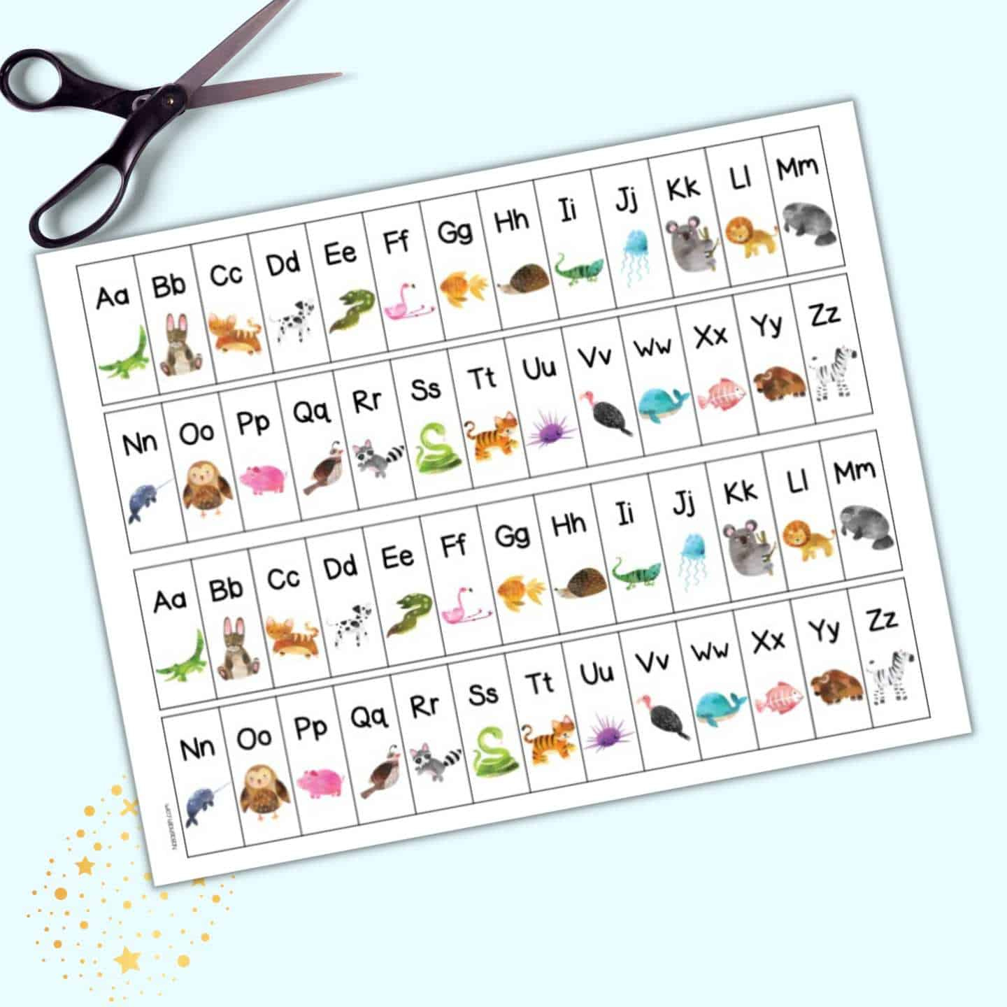 Animal Alphabet Strip Free Printable - The Artisan Life for Alphabet Desk Strips Printable Free