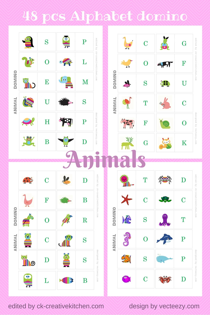 Animals - Alphabet Dominoes Printables - Creative Kitchen in Alphabet Dominoes Free Printable