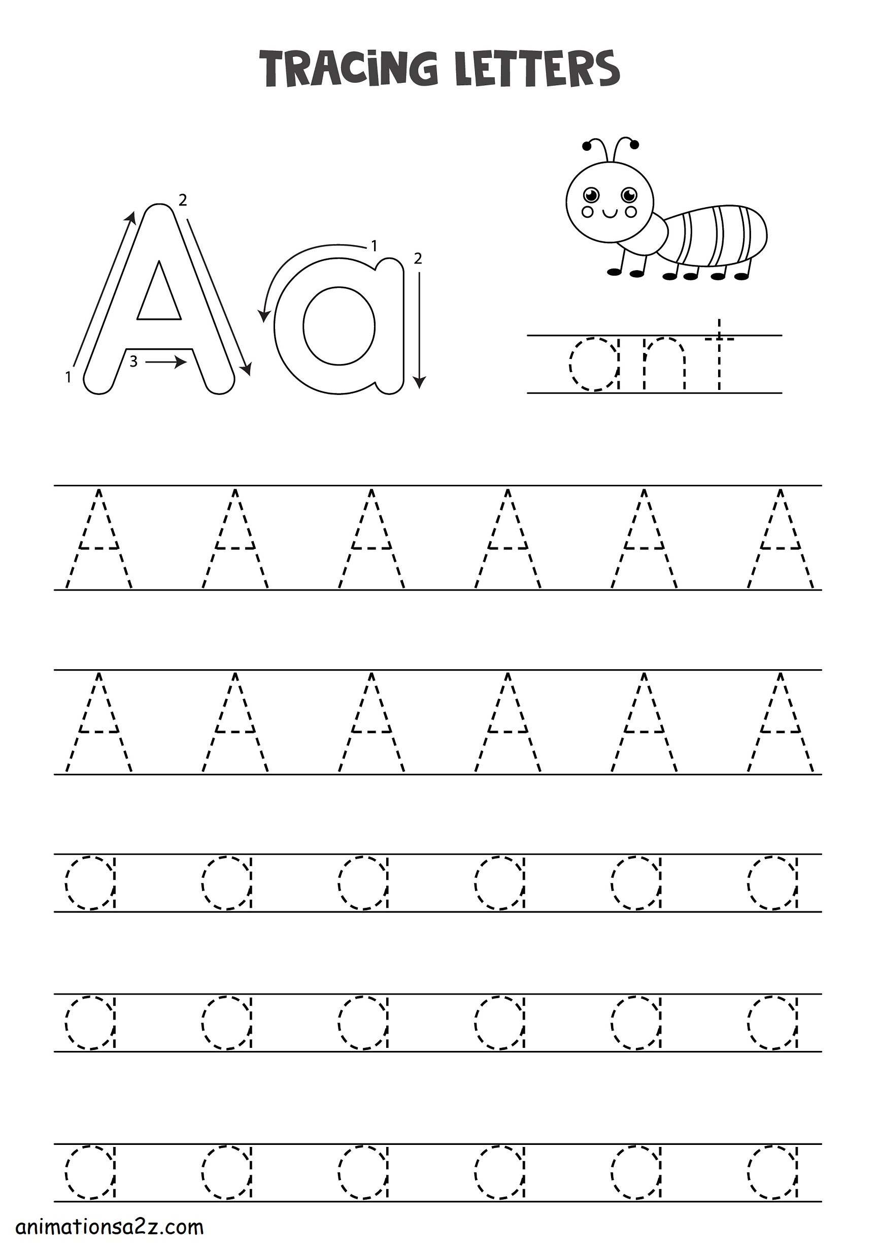 Animations A2Z: Tracing Letters A To Z Worksheets within Printable Tracing Alphabet Letters A to Z