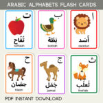 Arabic Alphabet Educational Flash Cards Learning Islamic Quran Inside Arabic Alphabet Flash Cards Printable