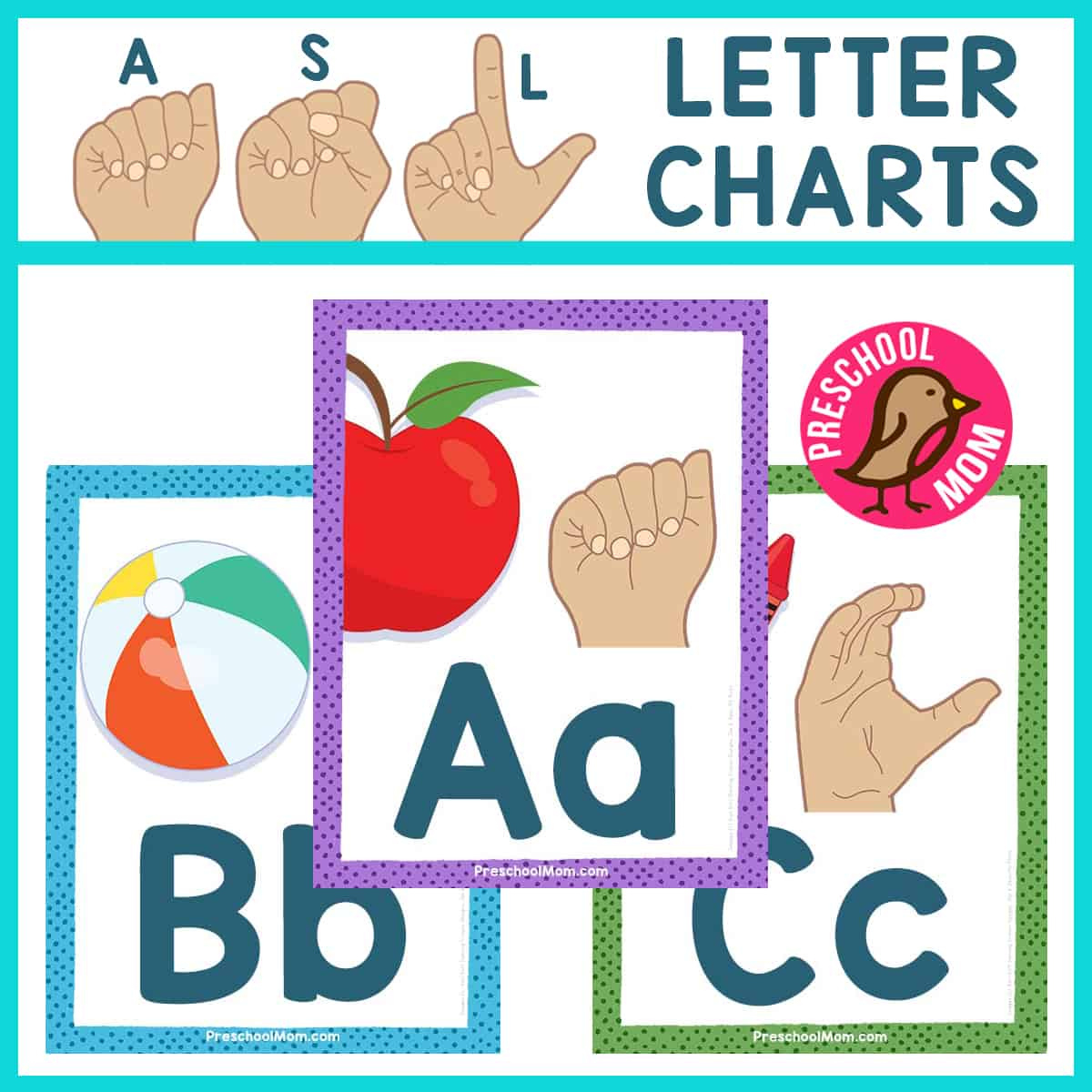 Asl Alphabet Charts - Preschool Mom for Asl Alphabet Printable Flashcards