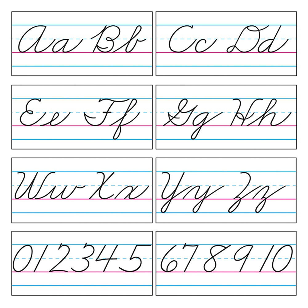 Basic Alphabet Zaner-Bloser Cursive Bulletin Board Set - T-1859 in Zaner Bloser Cursive Alphabet Chart Printable
