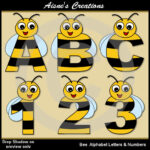 Bee Alphabet Letters & Numbers Clip Art Graphics   Etsy Canada Within Printable Bee Alphabet Letters