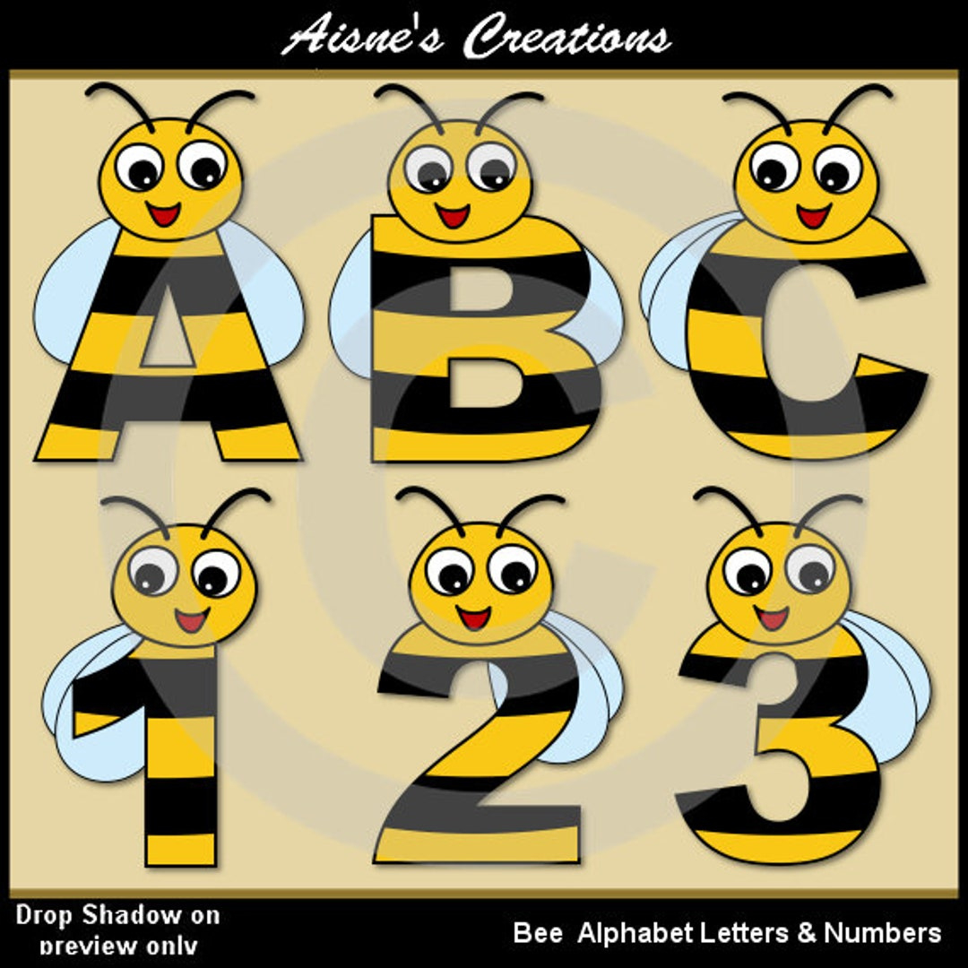 Bee Alphabet Letters &amp;amp; Numbers Clip Art Graphics - Etsy Canada within Printable Bee Alphabet Letters