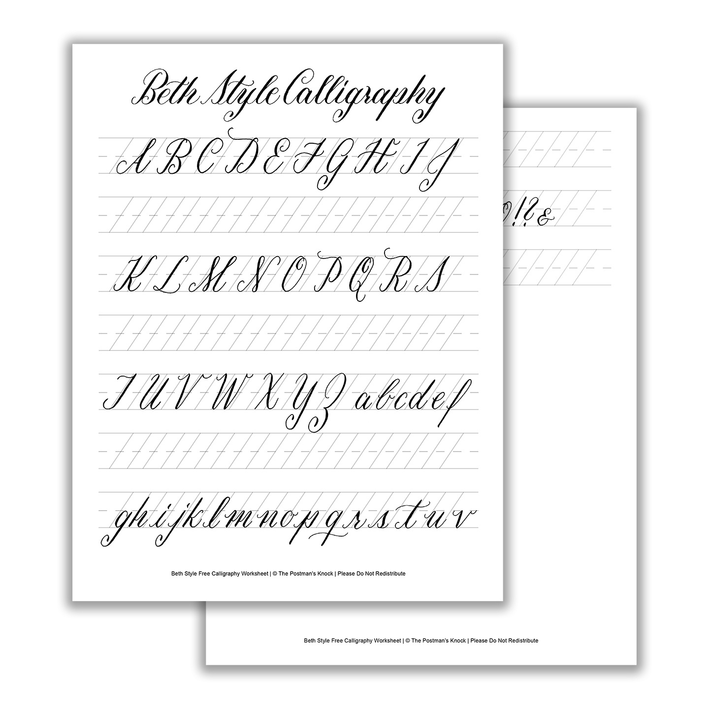 Beth Style Calligraphy Standard Worksheet | The Postman&amp;#039;S Knock intended for Free Calligraphy Alphabet Printable