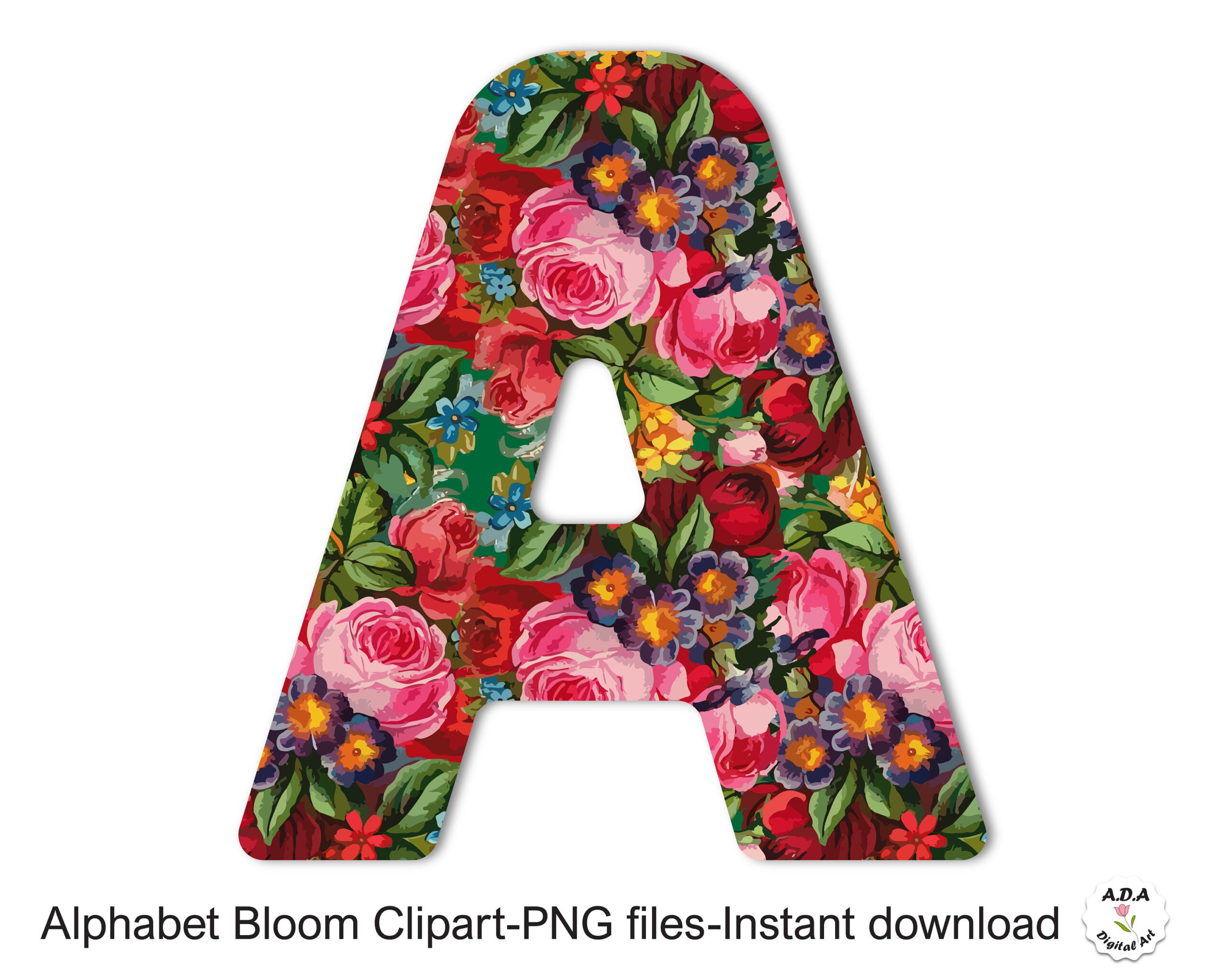 Bloom Alphabet Clipart, Scrapbook Alphabet Clip Art, Floral pertaining to Printable Individual Alphabet Letter Alphabet Clipart