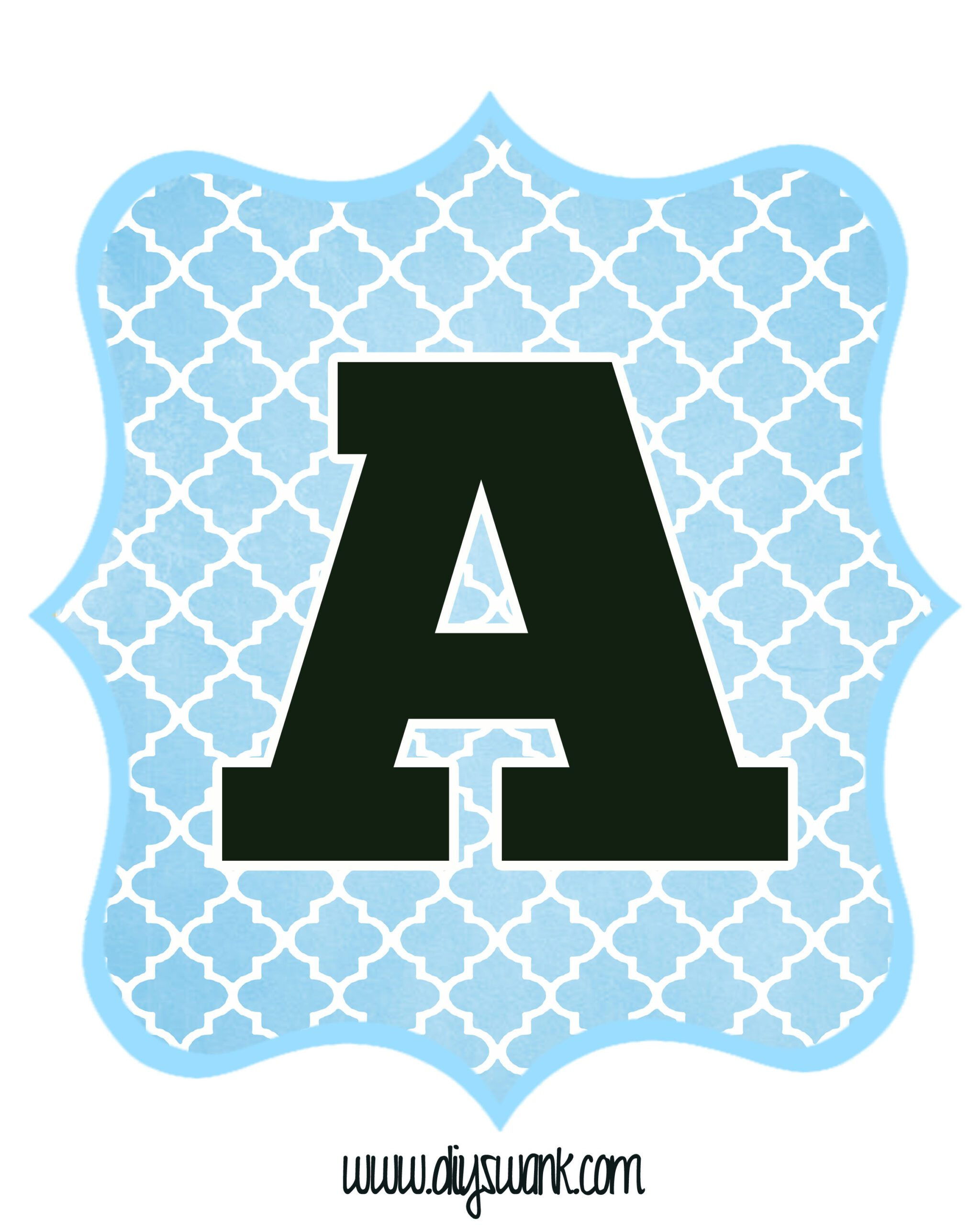 Blue And Black Printable Letters For Banners - Swanky Design Co. pertaining to Alphabet Banner Letters Free Printable
