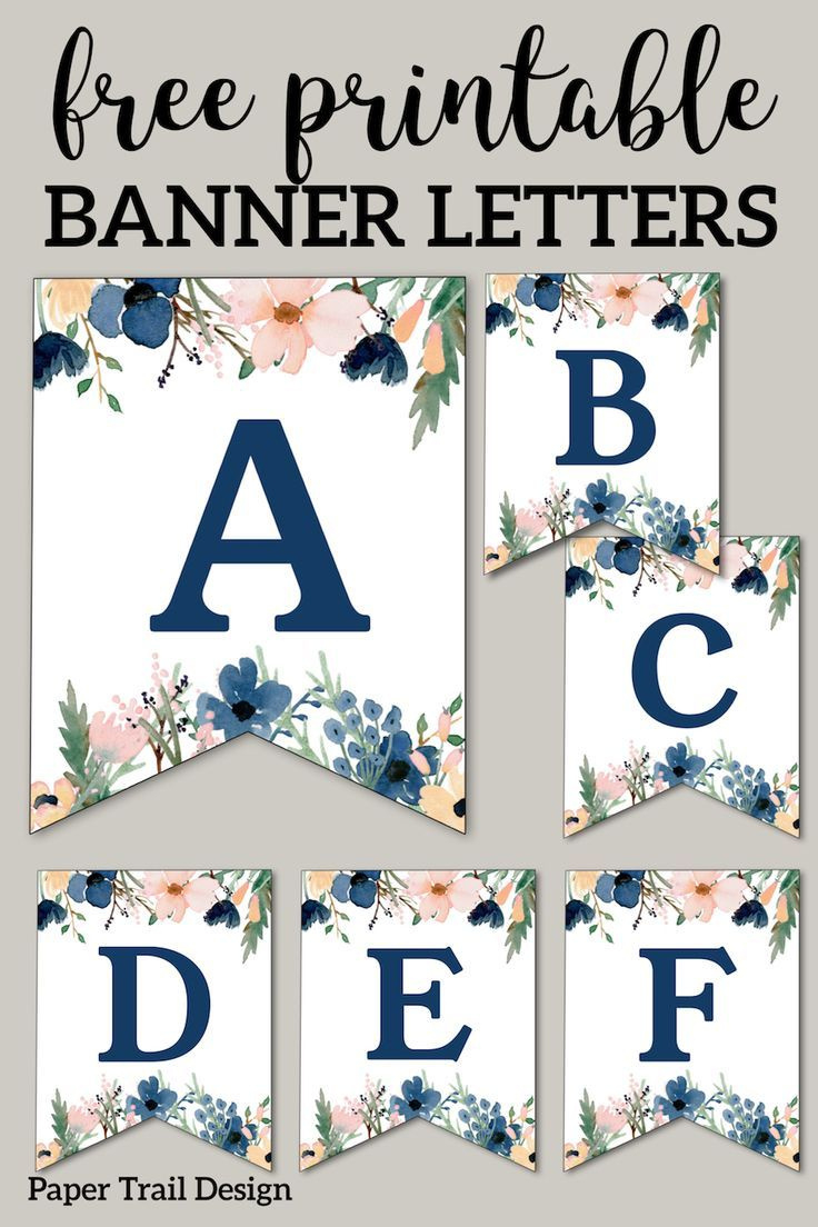 Blue &amp;amp; Pink Floral Banner Letters Free Printable - Paper Trail Design with Pinterest Free Printable Alphabet Letters