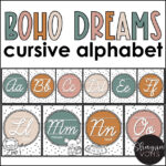 Boho Cursive Alphabet, Cursive Alphabet Posters, Neutral Cursive For Cursive Alphabet Printable Posters
