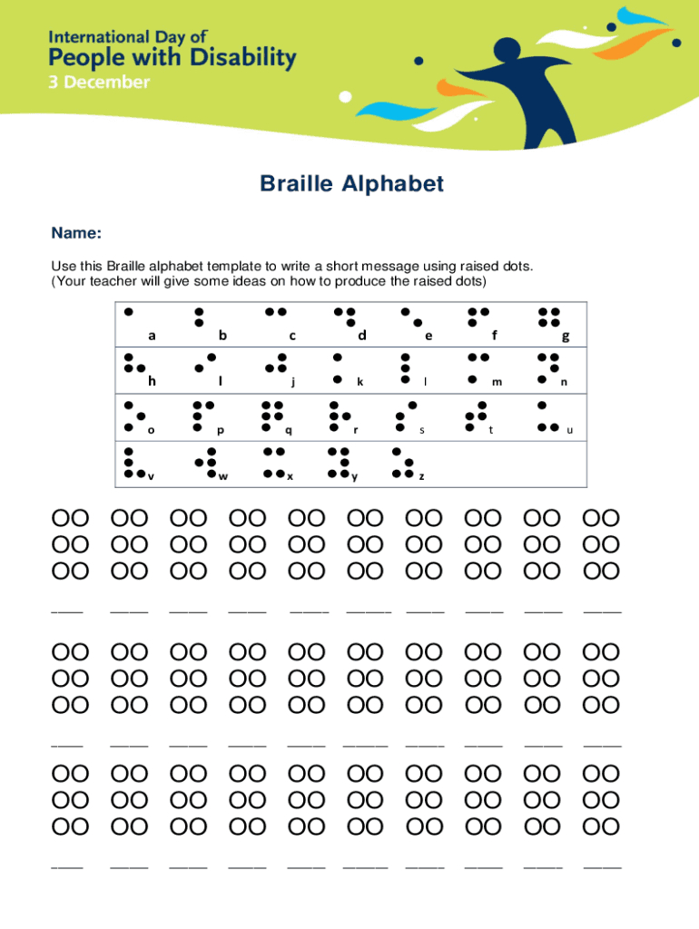 Braille Template - Fill Online, Printable, Fillable, Blank | Pdffiller inside Printable Braille Alphabet Worksheet
