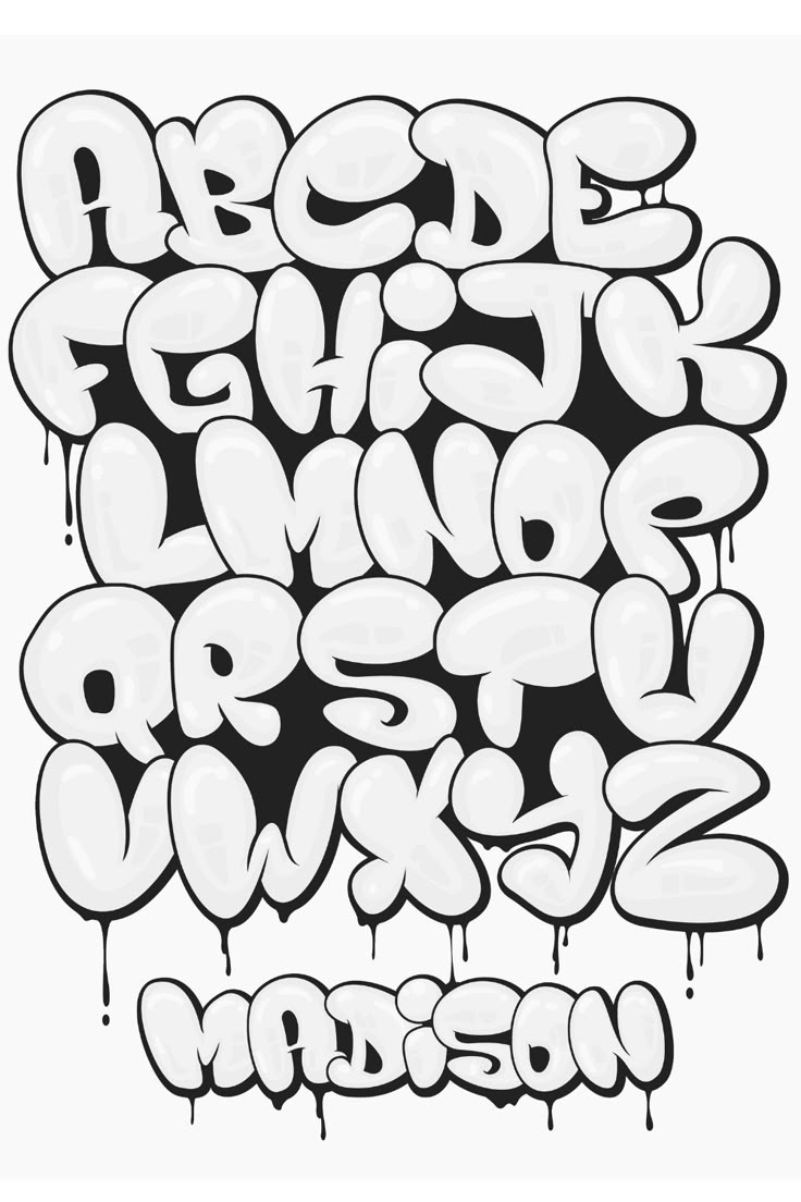 Bubble Font Idea And Design - Free Printable Coloring Page in Graffiti Alphabet Styles Printable