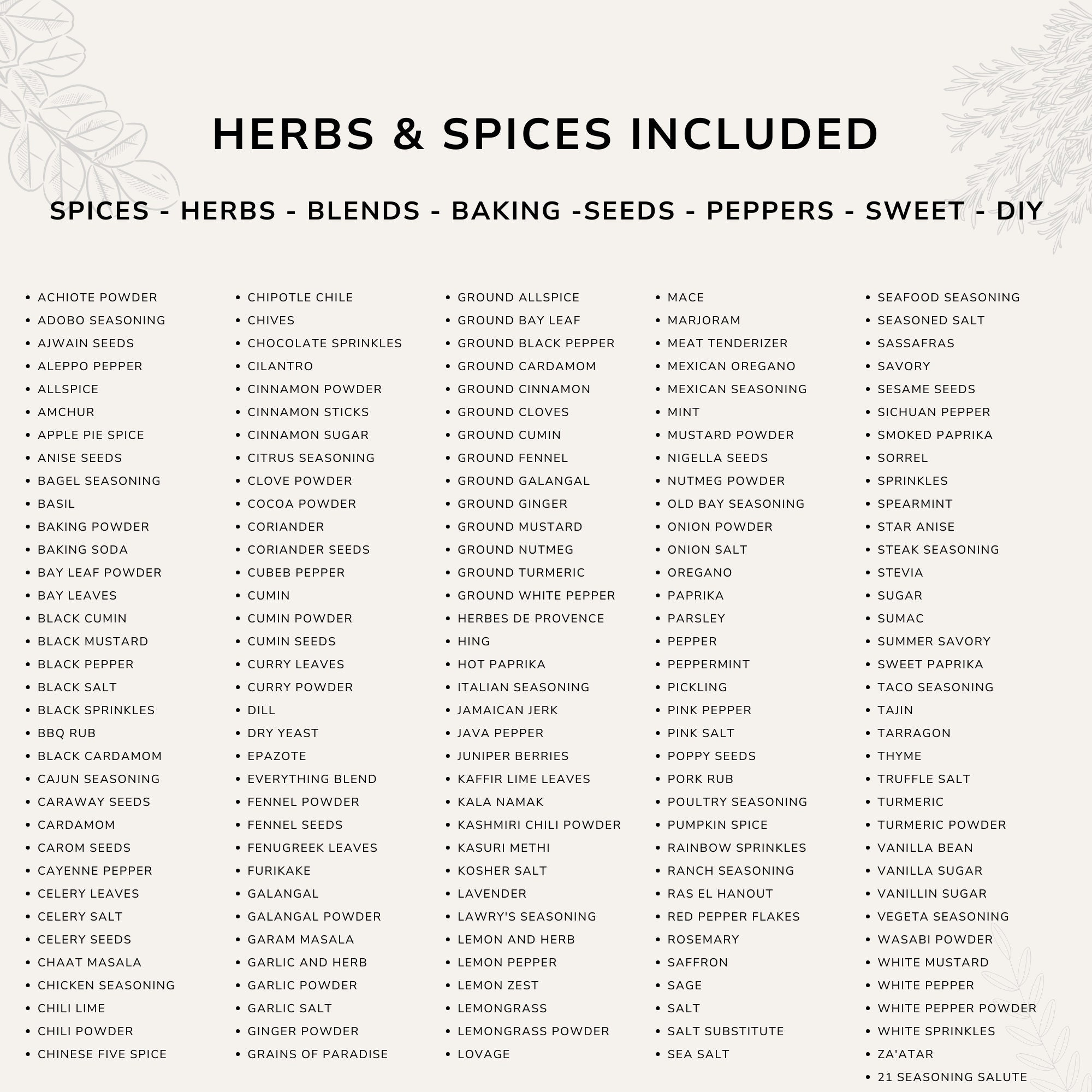 Buy 170 Spice Jar Labels Printable Pdf, Modern Minimalist Spice pertaining to Alphabetical Spice List Printable