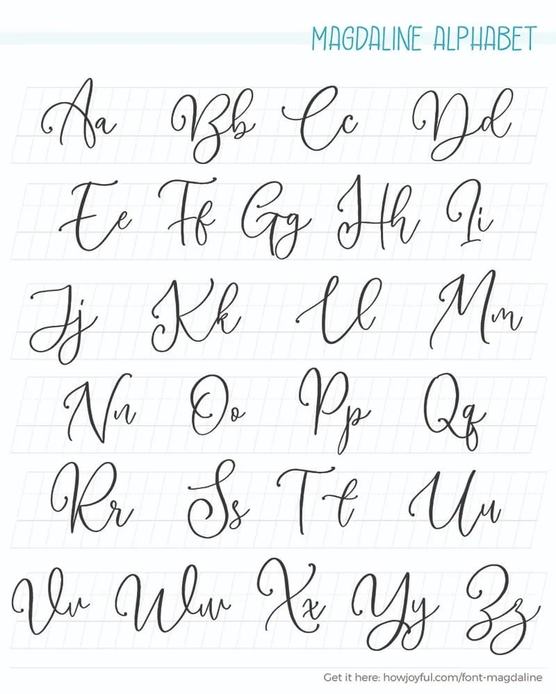 Calligraphy Alphabet Examples + Free Worksheets pertaining to Printable Calligraphy Alphabet Letters