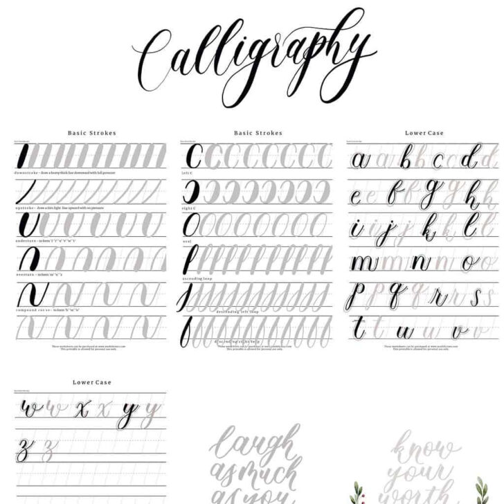 Free Printable Calligraphy Alphabet Worksheets