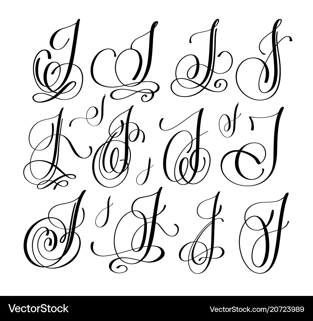 Calligraphy Lettering Script Font J Set Han Vector Image inside Free Printable Cursive Alphabet Han