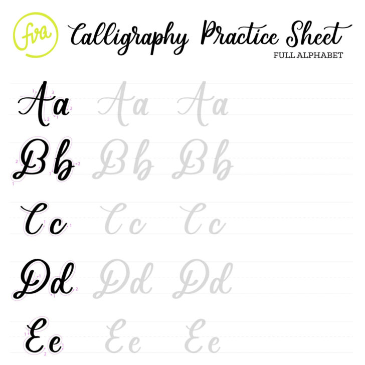 Printable Calligraphy Alphabet Practice Sheets