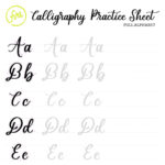 Calligraphy Practice Sheets Full Alphabet Lettering Digital Within Printable Calligraphy Alphabet Practice