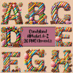 Candyland Alphabet Png Bundle, Candyland Clipart, Sweets Alphabet In Alphabet Candyland Letters Printable