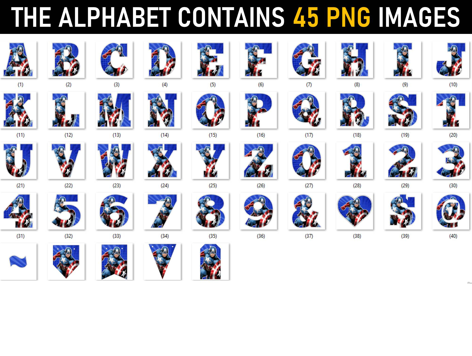 Captain America Alphabet Letters Png regarding Printable Captain America Alphabet Letters