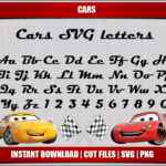 Cars Font Svg Letters Alphabet, Cars Birthday Party Digital Printable  Disney Cars Svg Alphabet Letters Cars Clipart Instant Download Font Within Printable Alphabet Lightning Mcqueen Letters
