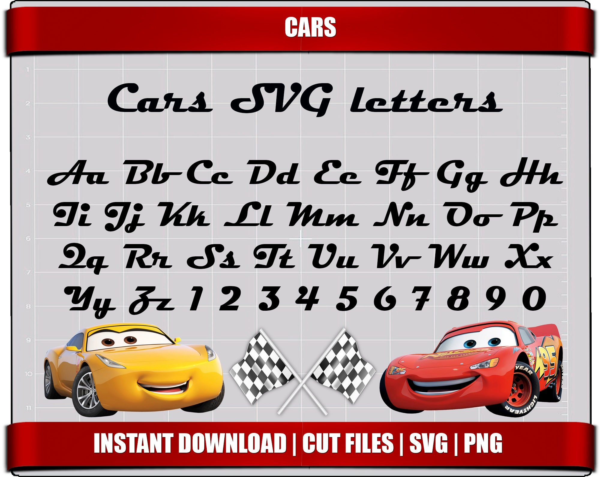 Cars Font Svg Letters Alphabet, Cars Birthday Party Digital Printable Disney Cars Svg Alphabet Letters Cars Clipart Instant Download Font within Printable Alphabet Lightning Mcqueen Letters