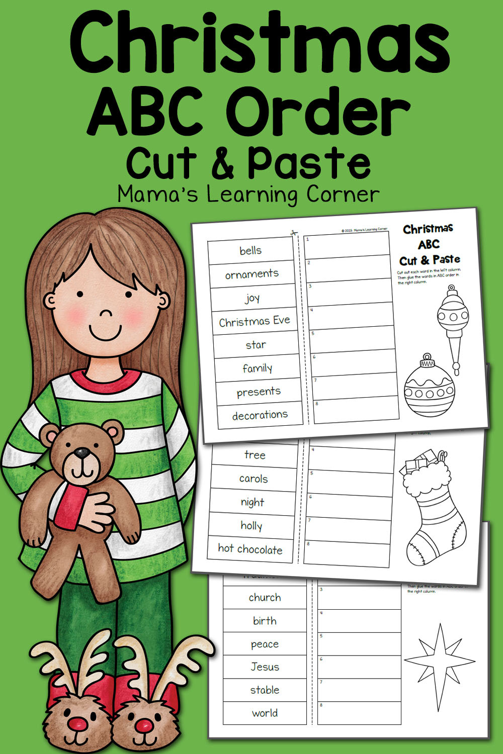 Christmas Abc Order Worksheets: Cut And Paste! - Mamas Learning Corner with regard to Free Printable Christmas Alphabet Worksheets