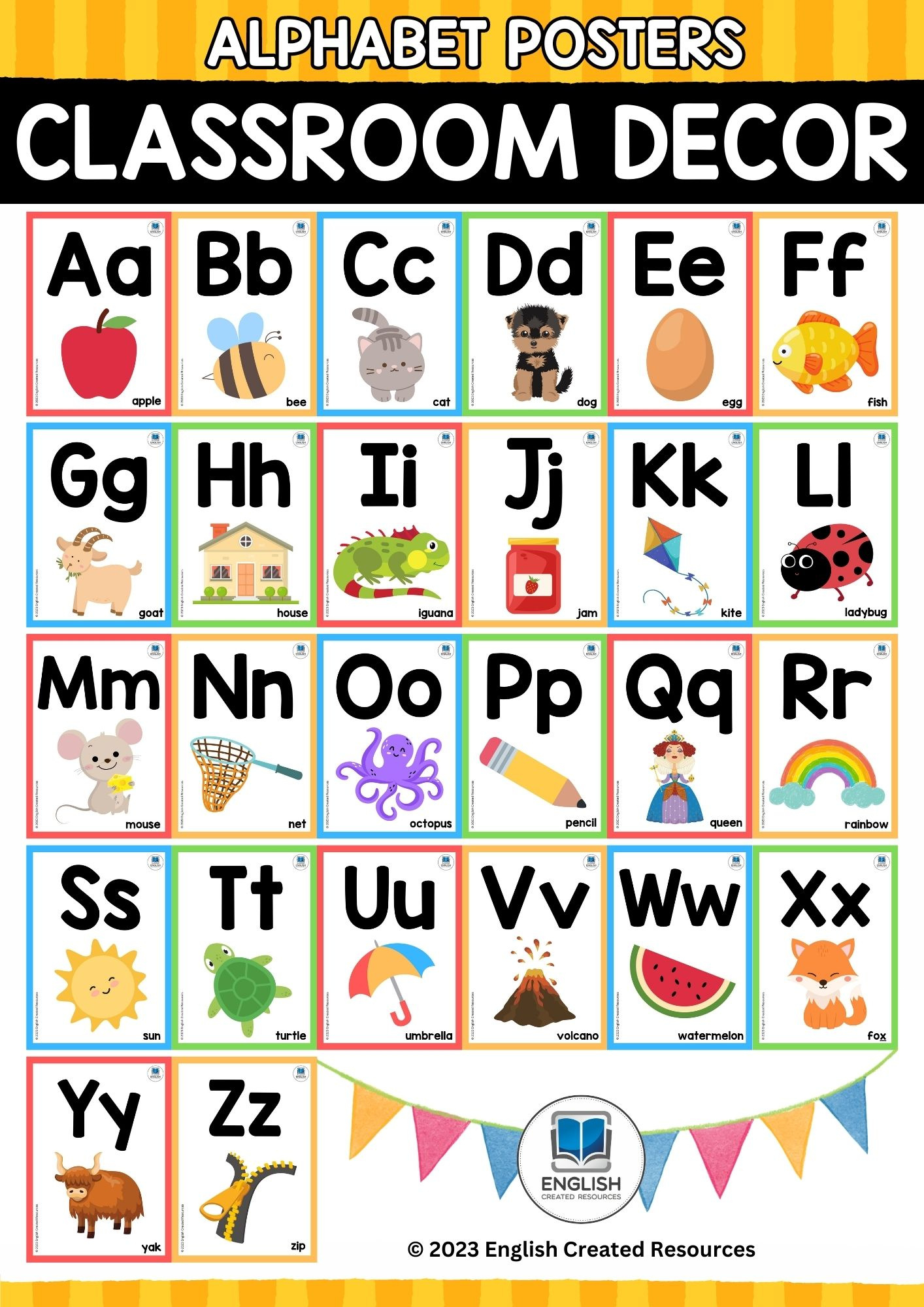 Classroom Decor Alphabet Posters - English Created Resources inside Printable Classroom Alphabet Letters