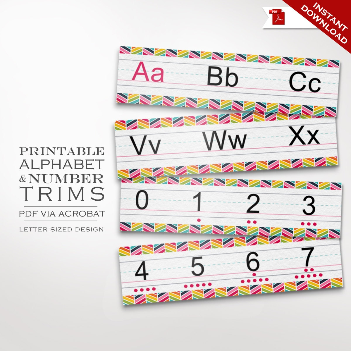 Classroom Decor Alphabet Trim Printable Editable Numbers &amp;amp; Letter throughout Printable Alphabet Border For Classroom