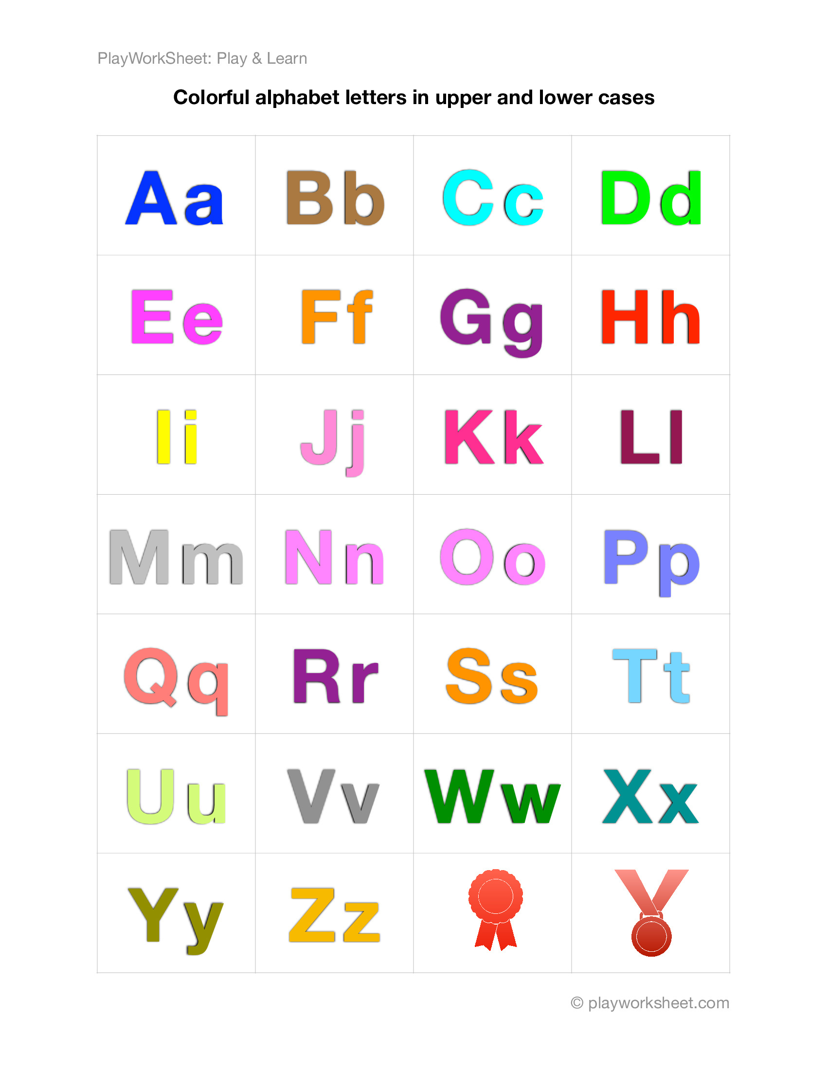 Colorful Alphabet Letters In Upper And Lower Cases | Free with Printable Alphabet Poster Upper And Lower Case