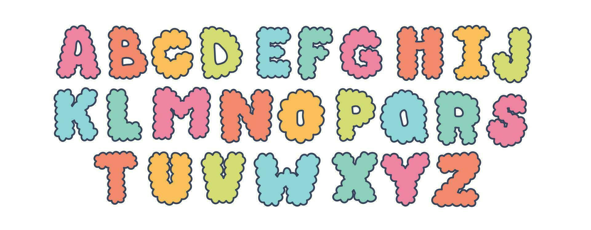 Colorful Doodle Alphabet Letters Set. Cartoon Cute Bubble Font For inside Cute Alphabet Letters Printable