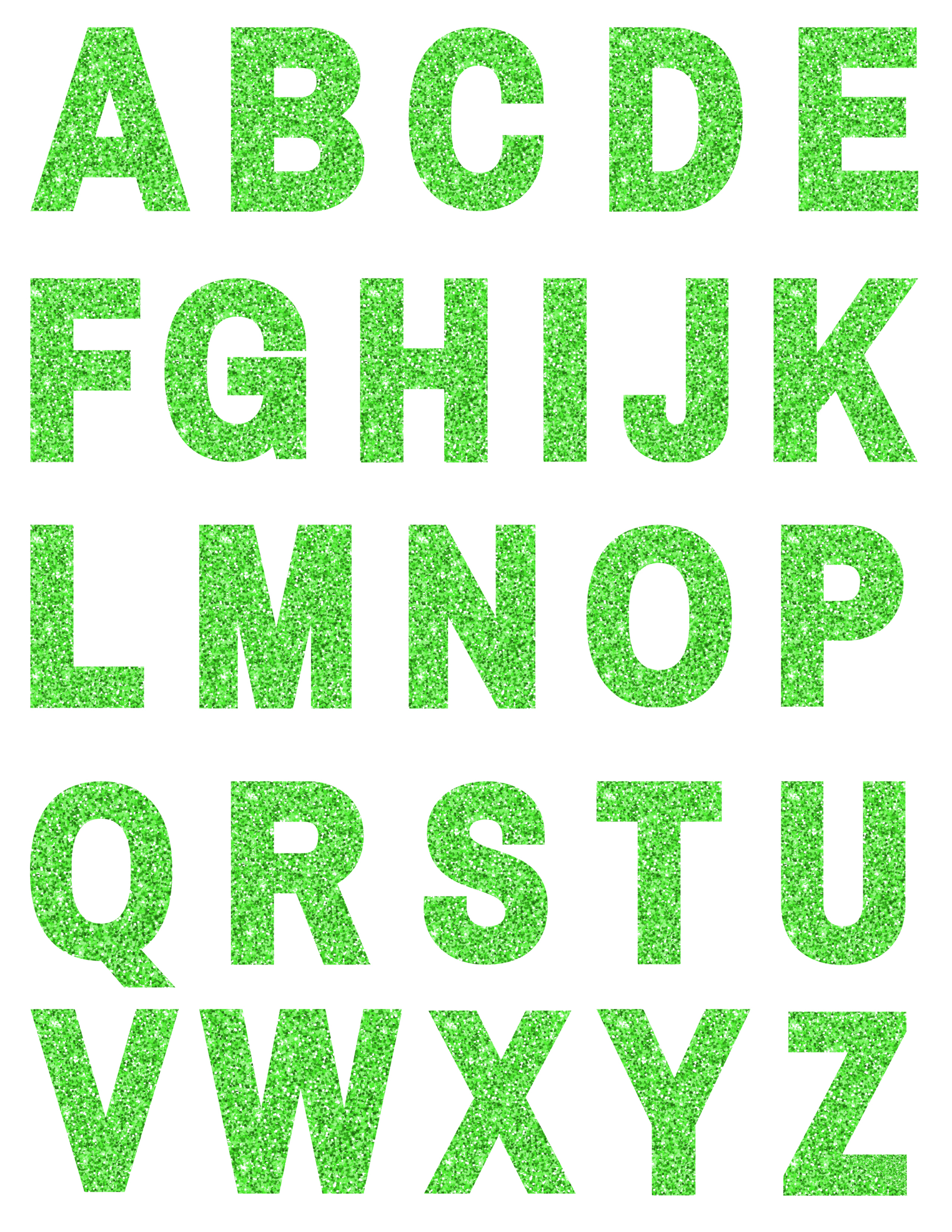 Colorful Glitter Letters - Printables And Inspirations with Printable Green Alphabet Letters