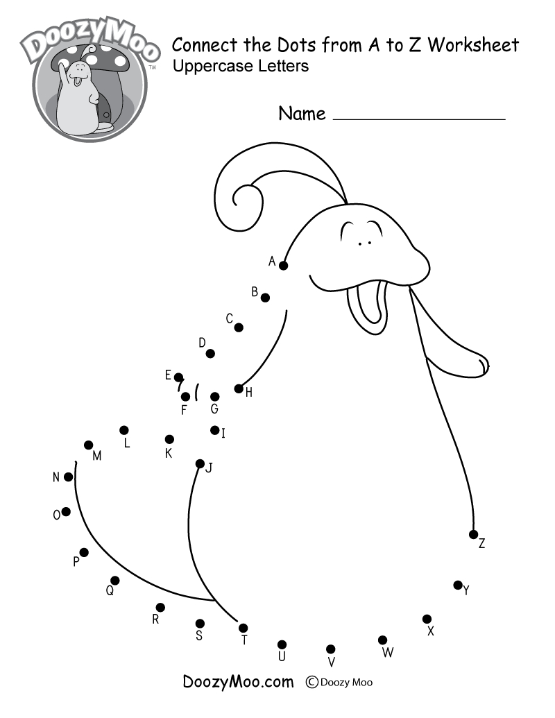 Connect The Dots From A To Z Worksheet (Free Printable) - Doozy Moo inside Connect Dots Alphabet Printable Worksheets