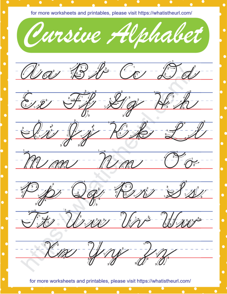 Printable Cursive Alphabet with Arrows