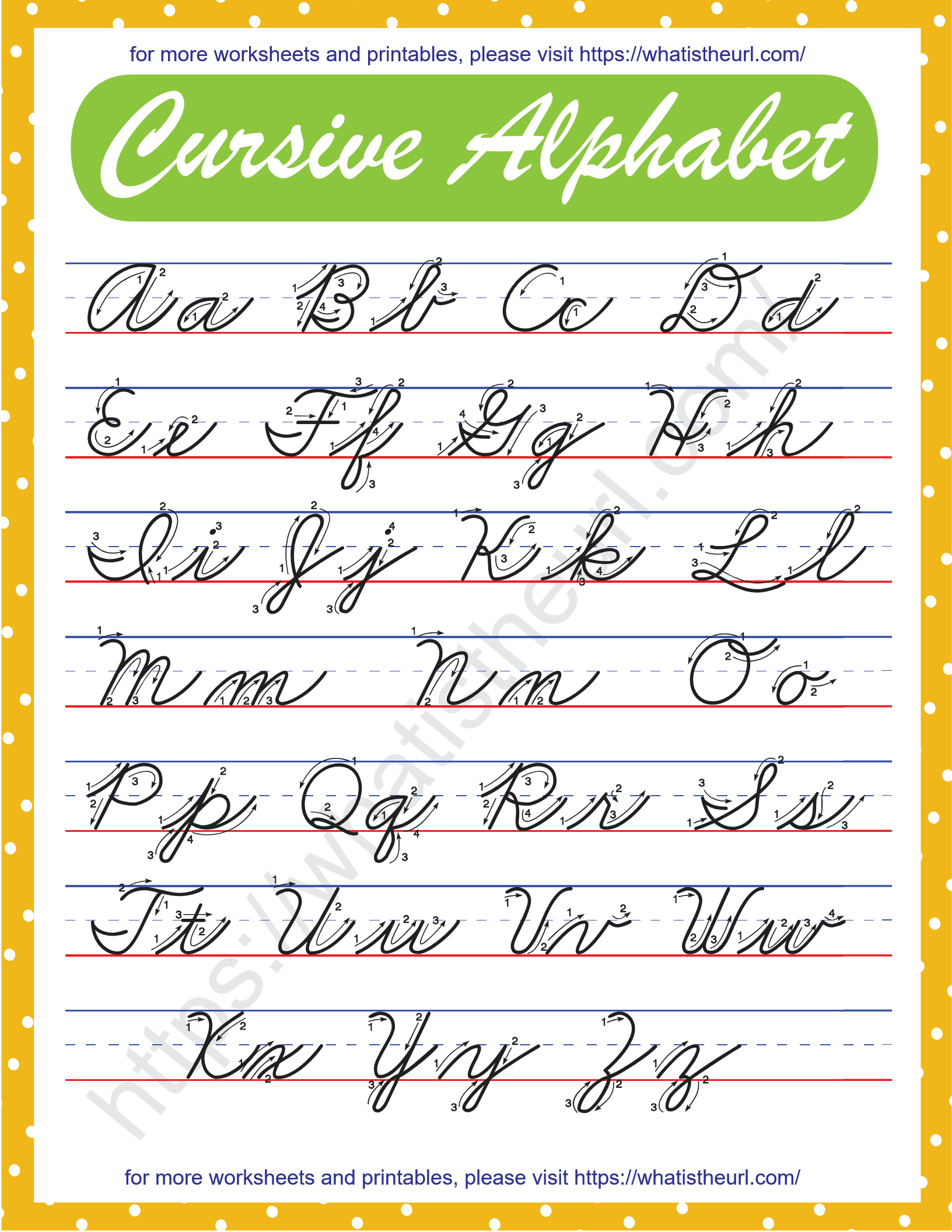 Cursive Alphabet (Free Download) - Deped Click - Worksheets Library with regard to Printable Cursive Alphabet with Arrows