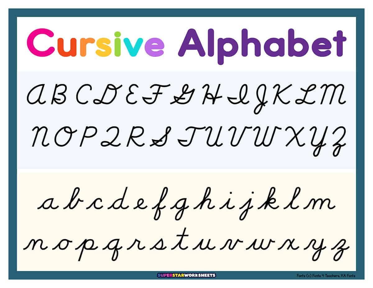 Cursive Alphabet - Superstar Worksheets with regard to Free Printable Cursive Alphabet Banner