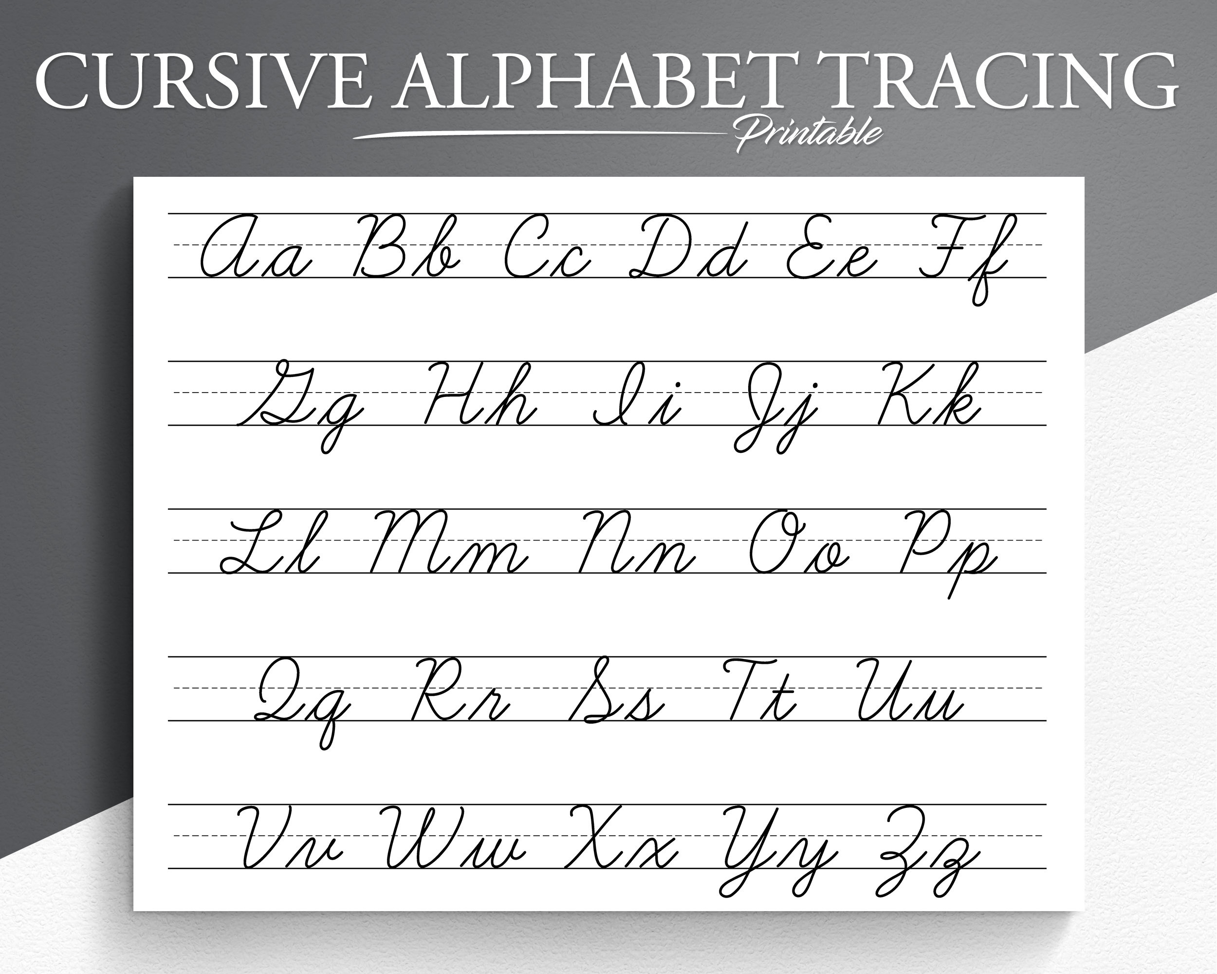 Cursive Alphabet Tracing Worksheet. Printable Trace The Cursive for Practice Cursive Alphabet Printable