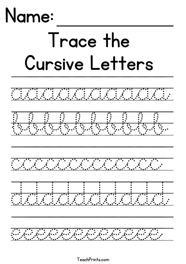 Traceable Cursive Alphabet Printable