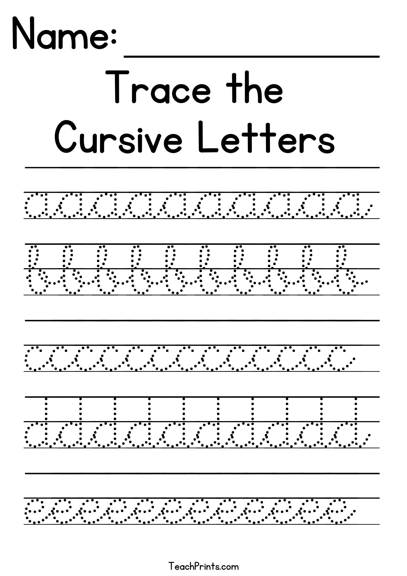 Cursive Alphabet Tracing Worksheets - Free Printables - Teach Prints intended for Traceable Cursive Alphabet Printable