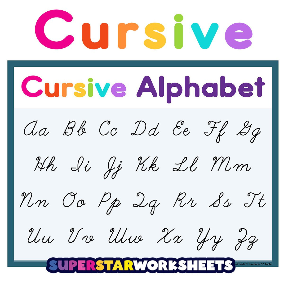 Cursive - Superstar Worksheets regarding Handwriting Without Tears Cursive Alphabet Printable