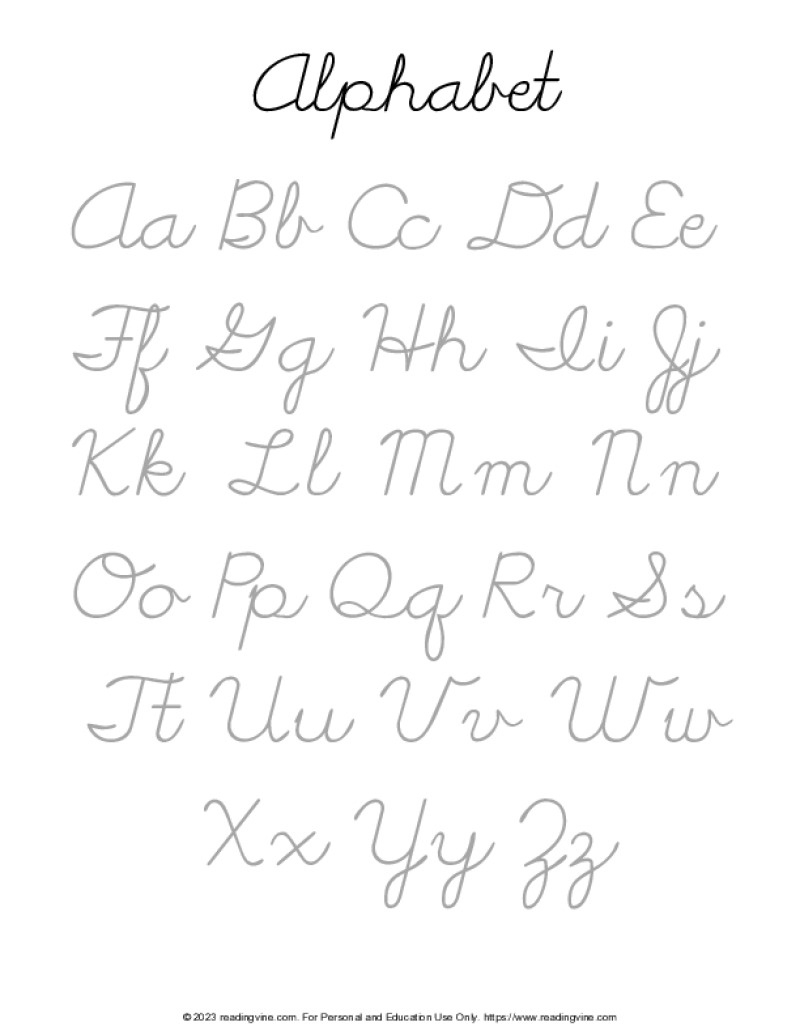 Cursive Writing Practice Sheets (Pdf) - Readingvine for Cursive Writing Printable Alphabet