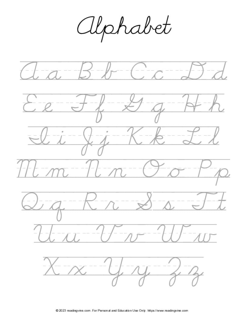 Cursive Writing Practice Sheets (Pdf) - Readingvine with regard to Cursive Letters Alphabet Upper Case and Lower Case Printable