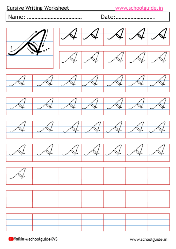 Alphabet Printable Cursive Writing Practice Sheets