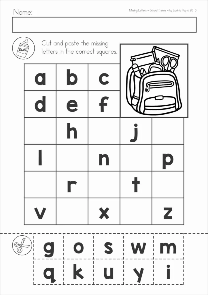 Printable Cut and Paste Alphabet Worksheets