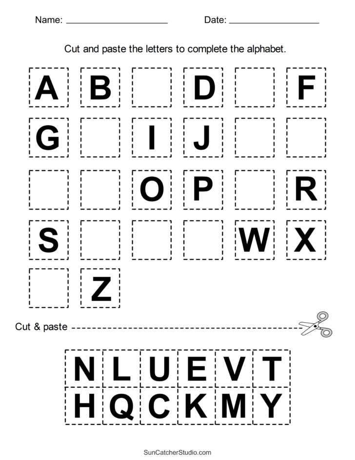 Free Printable Cut and Paste Alphabet Worksheets