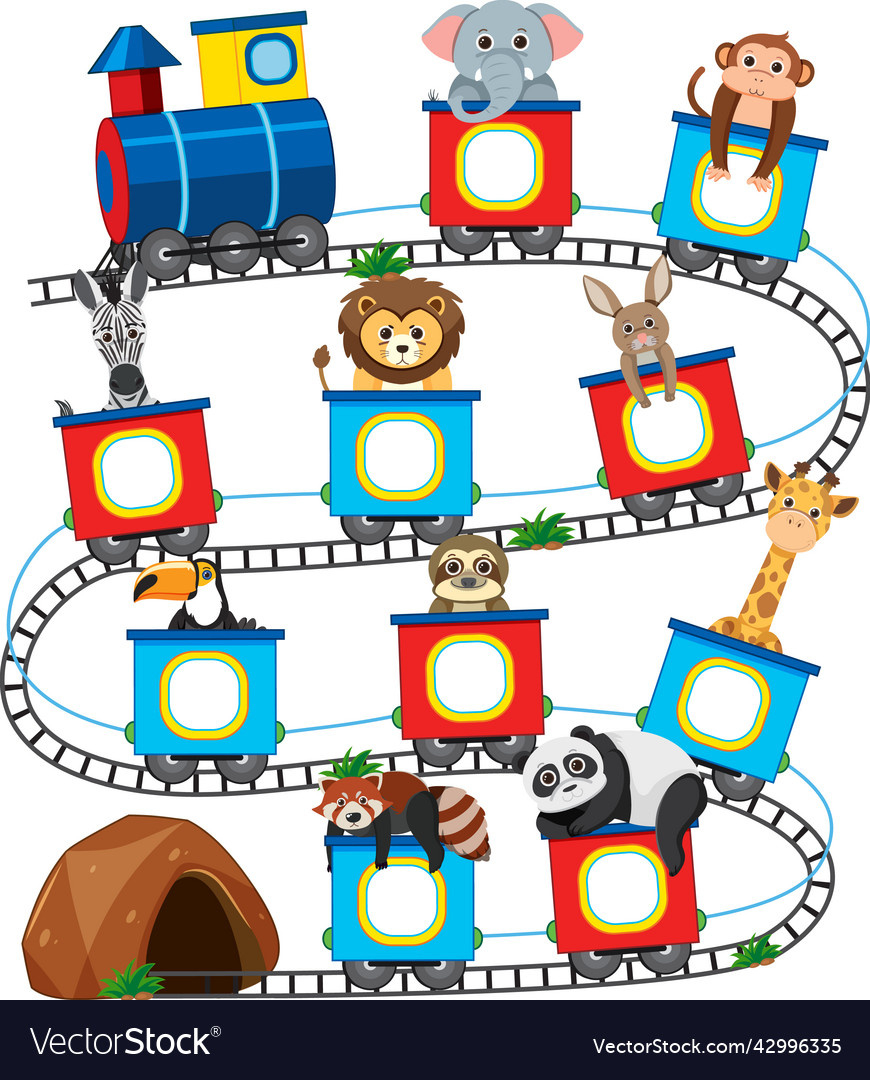 Cute Animals On Train Template For Alphabet Vector Image inside Blank Alphabet Train Printable