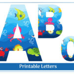 Cute Sea Life Alphabet Letters A Z, Numbers 0 9 Clip Art Within Under The Sea Alphabet Printable