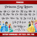 Disney Princess Svg Font Letters Alphabet, Princess Birthday Party Digital  Printable Svg Alphabet Letters Clipart Princess Instant Download For Disney Princess Alphabet Printable